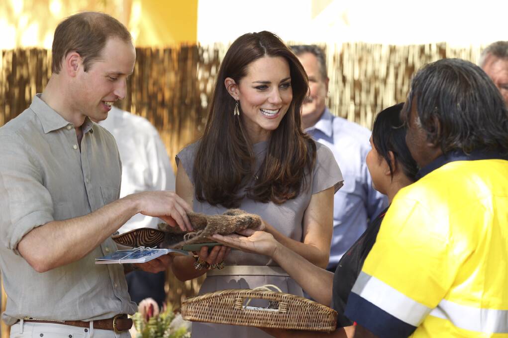 Prince William, Duke of Cambridge and Catherine, Duchess of Cambridge at the National Indigenous Training Academy at Ayers Rock Resort. 