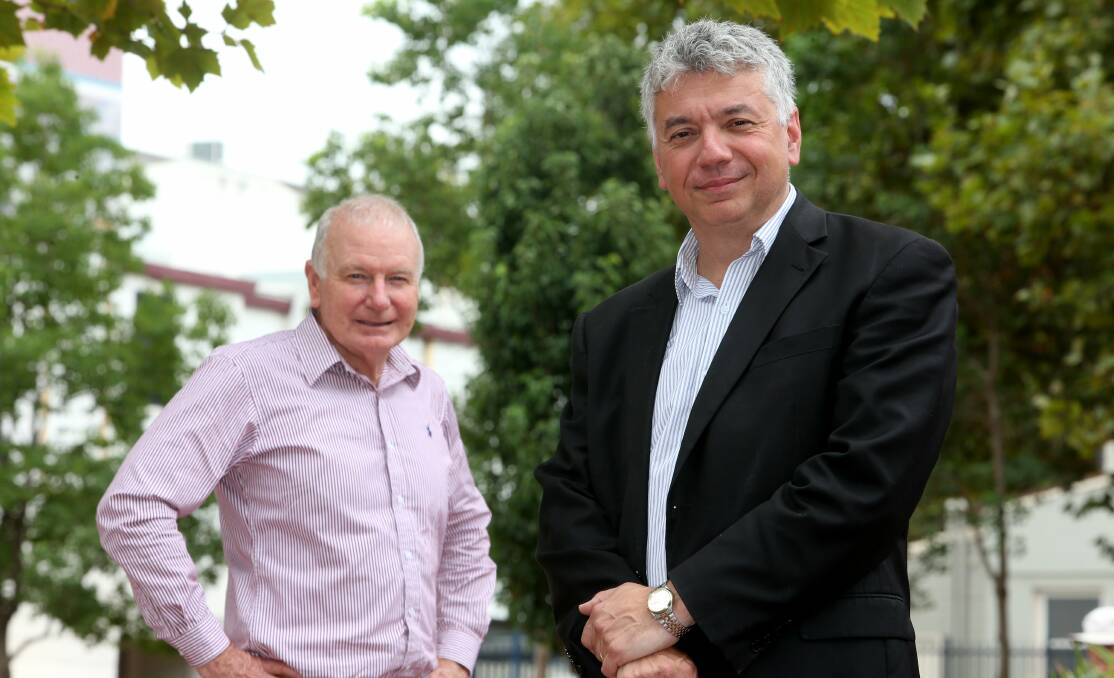 Wollongong Lord Mayor Gordon Bradbery and South Coast Labour Council secretary Arthur Rorris. Picture: ROBERT PEET