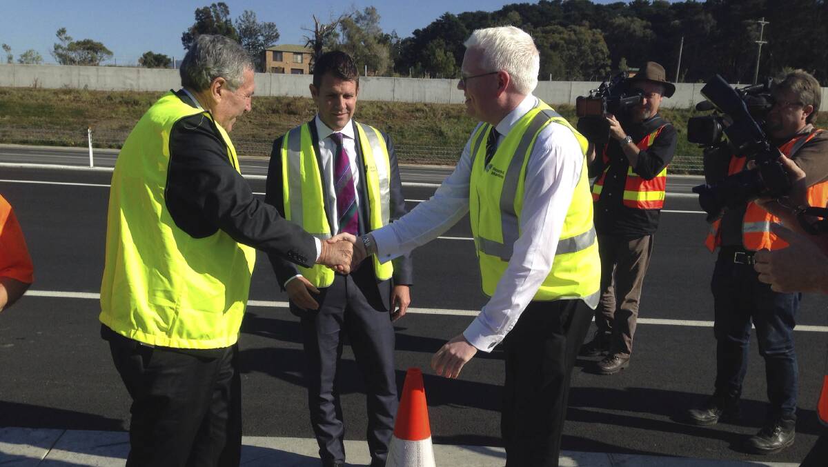 Roads Minister Duncan Gay at the upgrade official opening with Kiama MP Gareth Ward and Premier Mike Baird. Picture: ANDREW PEARSON.