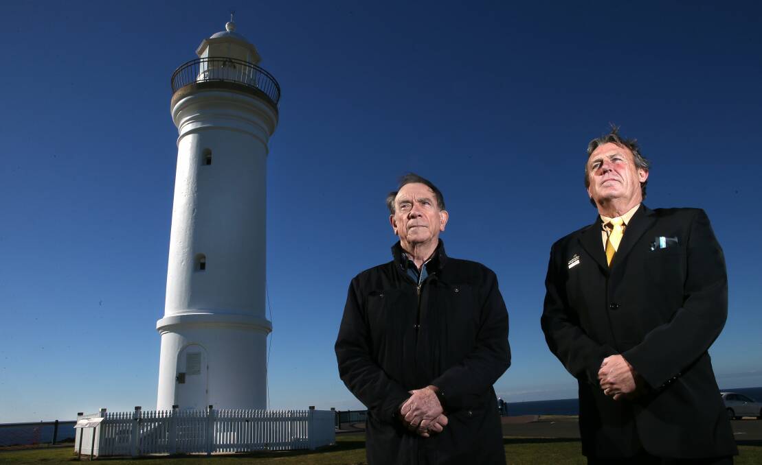 Kiama-Jamberoo RSL sub-branch president Ian Pullar and Kiama councillor Dennis Seage believe the Kiama lighthouse is an ideal point for communicating the Anzac message. Picture: KIRK GILMOUR