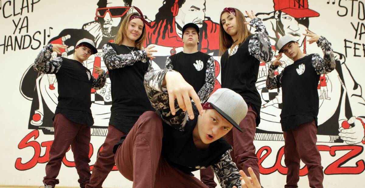 Wollongong’s Illagroovers will represent Australia in the World Hip-Hop Dance Championships. Front, Macy Baez, and from left, Ibby Ozkara, Gemma O’Brien, Ryley Cross, Hadley Davidson and Dominic De Pasquale.  Picture: ANDY ZAKELI