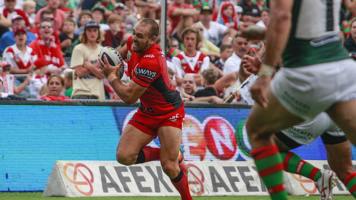 Jason Nightingale on the fly against in this year's Charity Shield loss to Souths. Picture: CHRISTOPHER CHAN