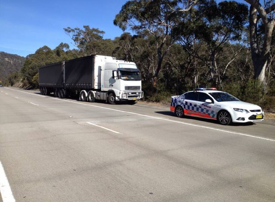 Police stopped this B-double after detecting it travelling at 141 km/h on Friday morning on the Hume Highway at Mittagong.
