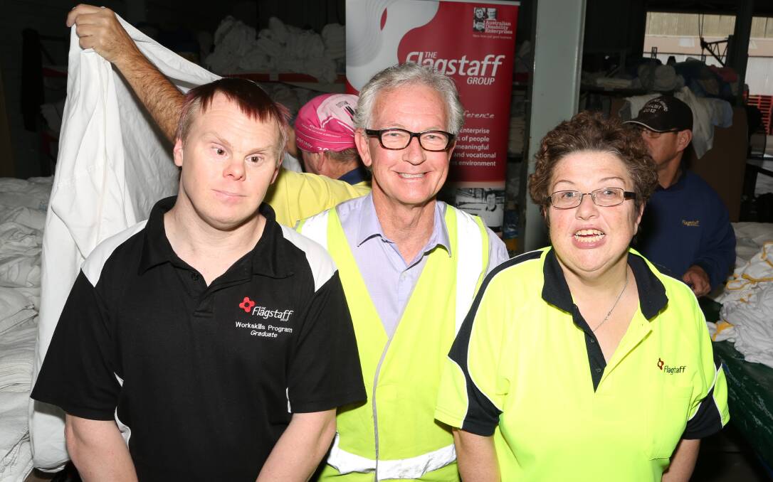 Simon Thatcher, Roy Rogers and Kirsty Steel are looking forward to more space in the laundry. Picture: GREG ELLIS