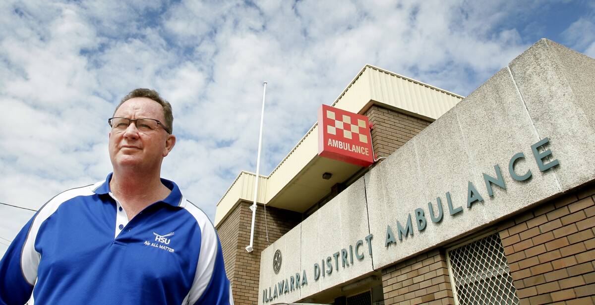 Wollongong Ambos union and paramedic Rodney Hatton says the job is getting more dangerous. Picture: SYLVIA LIBER