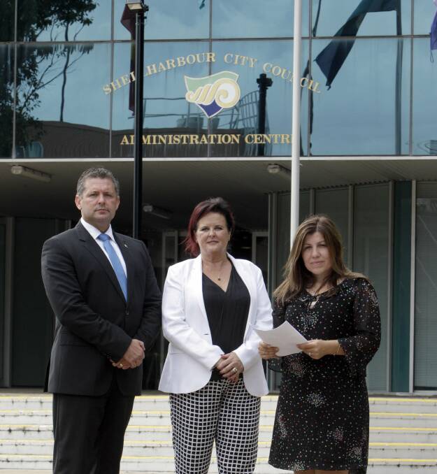 Glenn Kolomeitz, Shellharbour MP Anna Watson and opposition local government spokeswoman Sophie Cotsis.  Picture: ANDY ZAKELI