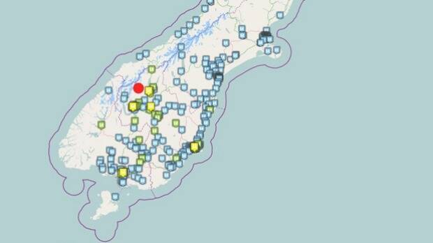 Earthquake near Wanaka: Map showing the epicentre of the 6.0 magnitude earthquake. Image: John Hartevelt (Fairfax Digital)