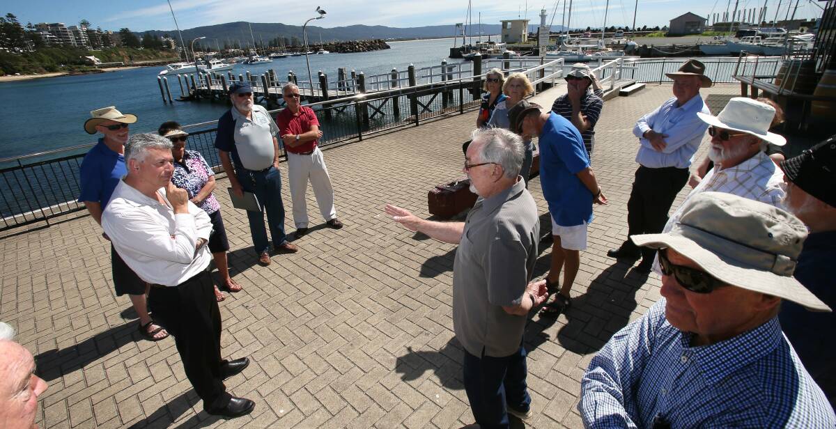 Arthur Rorris meets fishermen and boating enthusiasts concerned about  a lack of facilities at Wollongong Harbour. Picture: KIRK GILMOUR