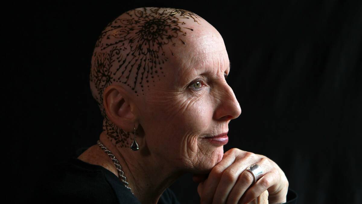 Shellharbour's Trish Taylor received a henna crown by Dapto henna artist Ellen Jaye Benson. Ms Taylor says it has given her a much-needed boost. Picture: SYLVIA LIBER