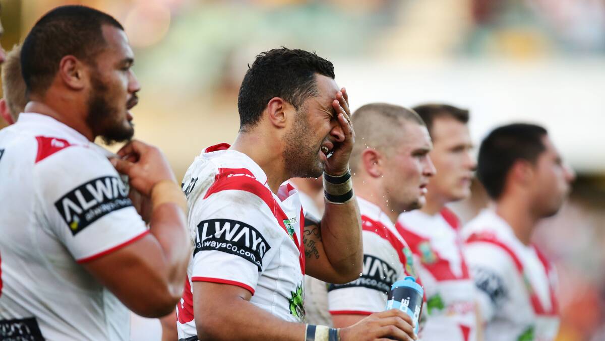 The Dragons look dejected during their round 10 match against the Eels earlier this month.