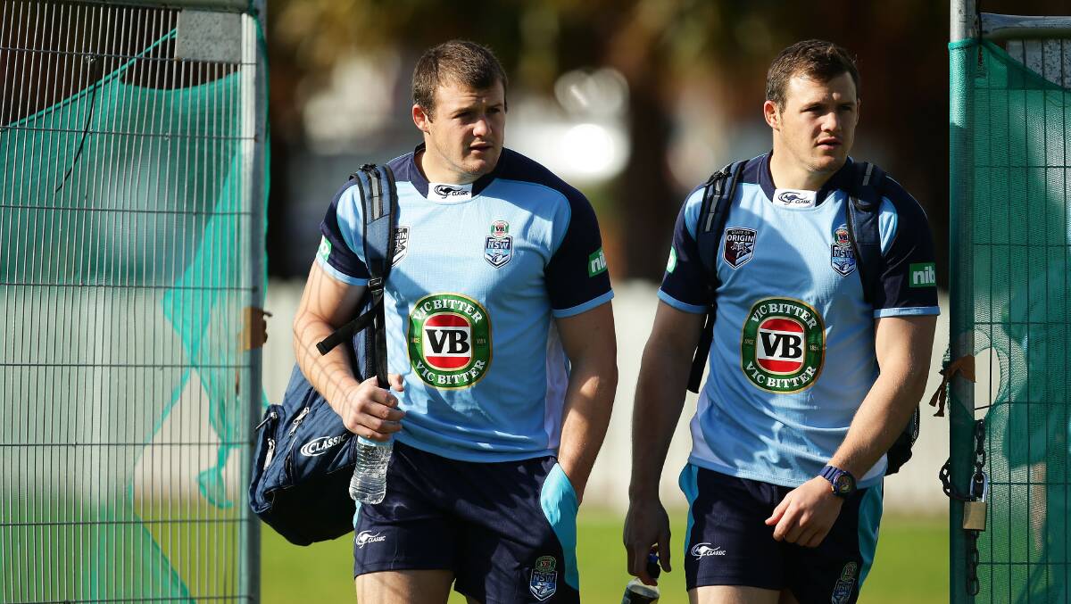 The Morris brothers arriving at a NSW Origin training session in 2013.