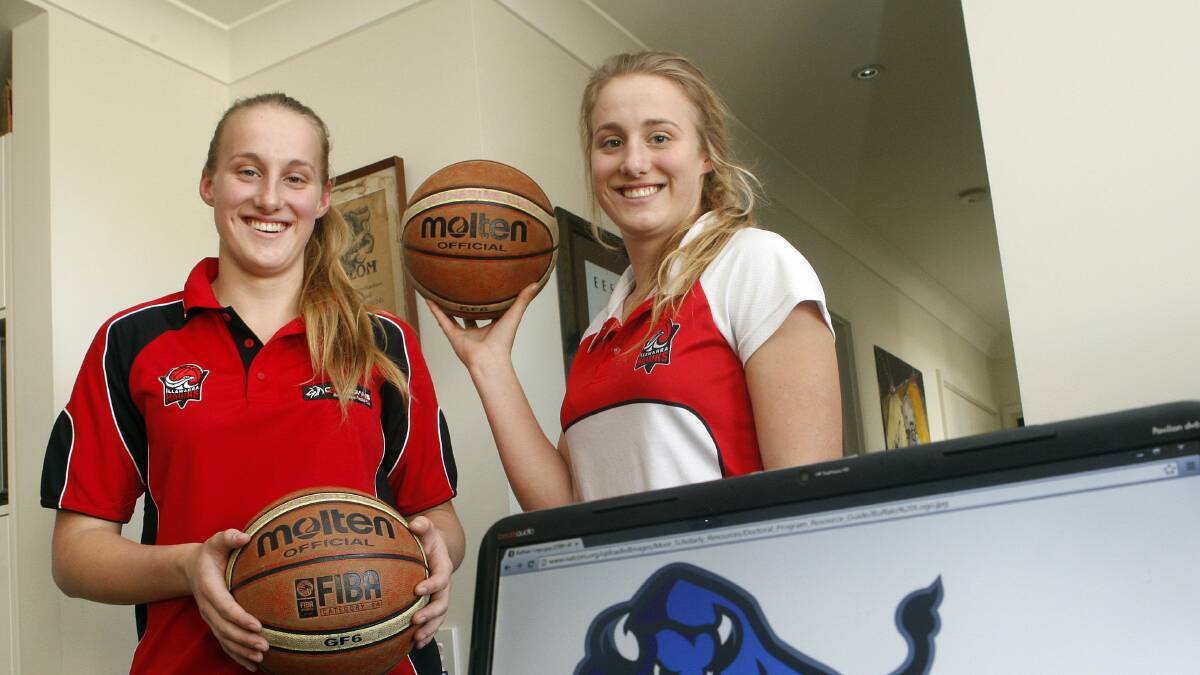 Twins Liisa, left, and Katherine Ups have four-year sports scholarships in New York. Picture: ANDY ZAKELI
