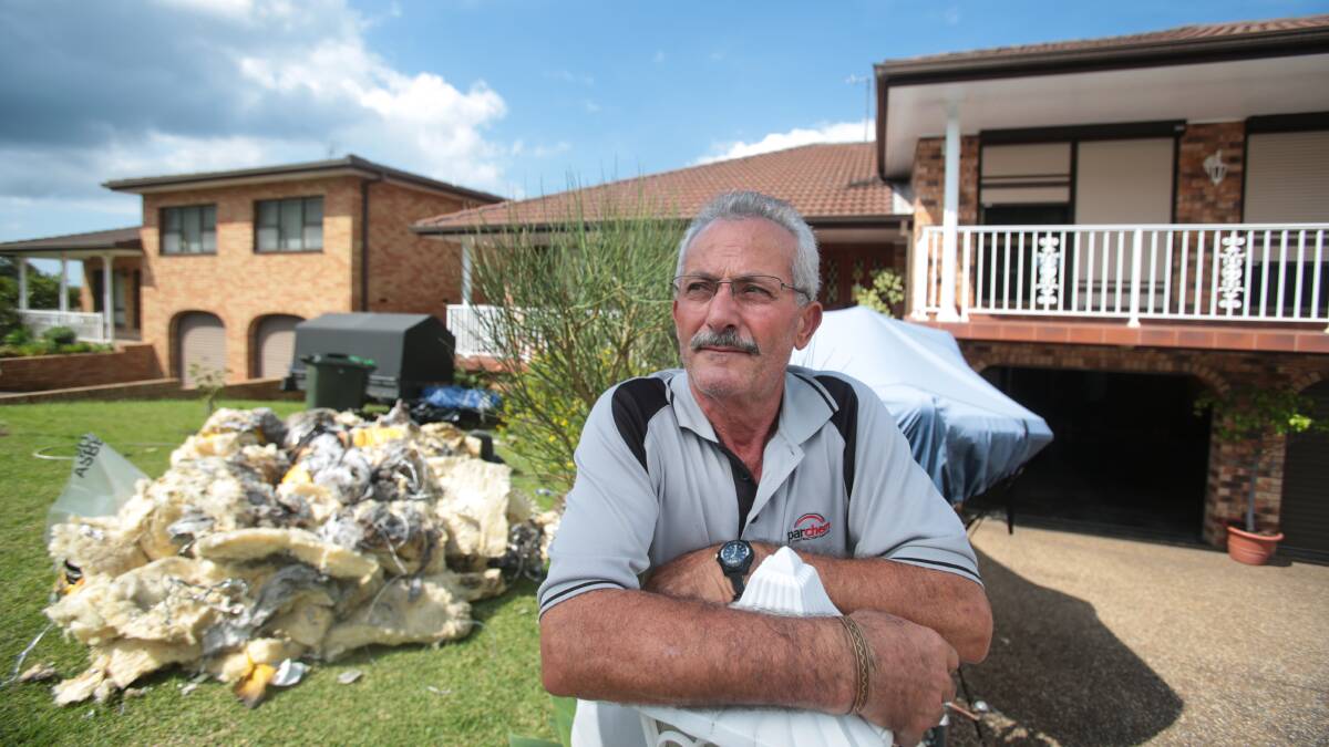 Sesto Cicero outside his Cordeaux Heights home, which was hit by lightning on Sunday. Picture: ADAM McLEAN