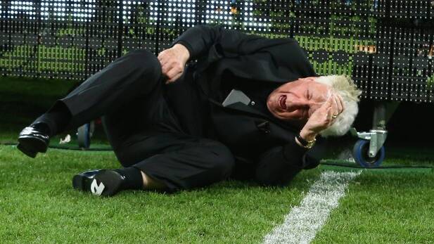FFA chairman Frank Lowy hits the turf at AAMI Park in Melbourne. Photo: GETTY IMAGES