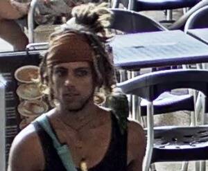 Police are currently searching for this man who allegedly produced a knife at a Gold Coast film set. Picture: QUEENSLAND POLICE SERVICE