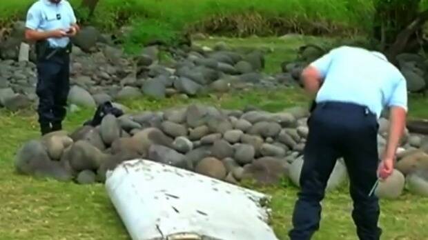 The aircraft debris that washed up on Reunion Island in the Indian Ocean. Picture: REUTERS