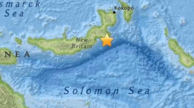 A magnitude 7.5 earthquake has struck the New Britain region of Papua New Guinea Picture: earthquake.usgs.gov