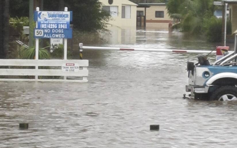 Residents of the Surfrider Caravan Park at Barrack Point have been told to prepare to evacuate following heavy rain. In March 2011 the park was evacuated due to flooding. Picture: SUPPLIED