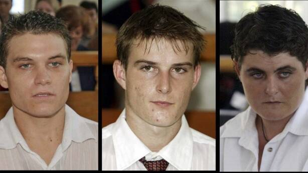 Scott Rush, Michael Czugaj and Renae Lawrence during their trial in 2006. Picture: REUTERS
