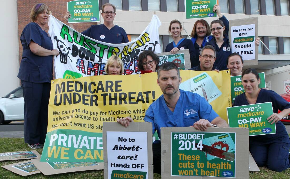 Nurses and midwives rallied outside Wollongong Hospital last year. Picture: GREG TOTMAN