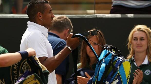 Polarising: Nick Kyrgios leaves the court after he was defeated by Richard Gasquet. Picture: GETTY IMAGES