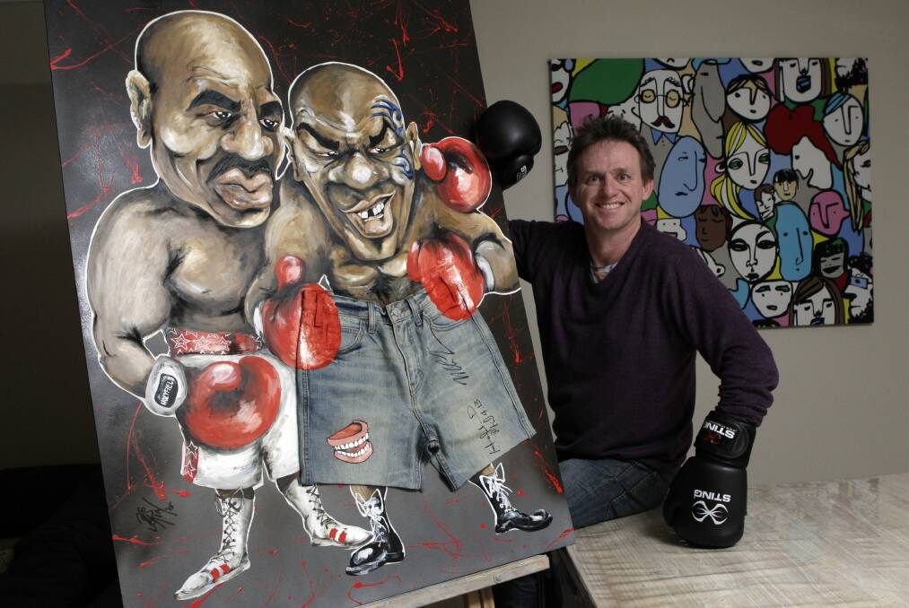 Cartoonist Paul Dorin will auction Mike Tyson'ss painted denim pants for Jeans for Genes. Picture: ANDY ZAKELI