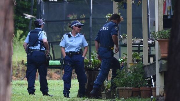 Police examine a Bonny Hills property for clues to the disappearance of William Tyrell. Picture: NICK MOIR
