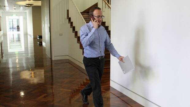 Deputy Greens leader Adam Bandt ahead of the Greens partyroom leadership ballot, at Parliament House in Canberra on Wednesday. Picture: ALEX ELLINGHAUSEN