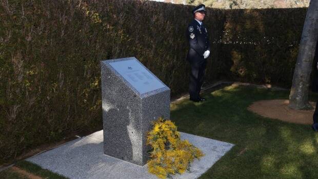Plaque for the Australian victims of the MH17 disaster in the grounds of Parliament House. Picture: ANDREW MEARES