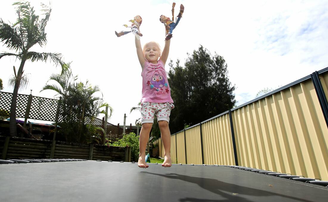 Three-year-old Olivia McMaster is looking forward to the Big Bounce campaign which aims to raise awareness about cystic fibrosis. Picture: SYLVIA LIBER.