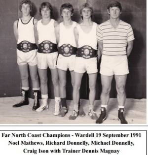 Craig Ison, second from right, as a boxing champion in 1991. Picture: THE BLACKWELL BUGLE