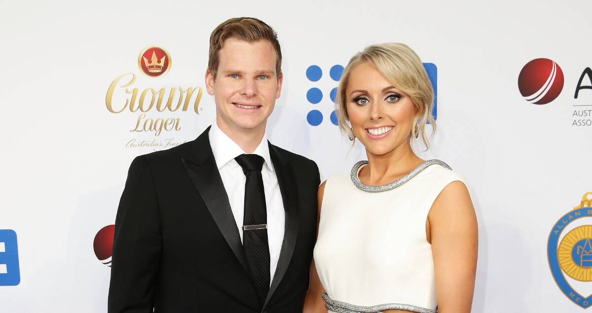 Allan Border Medal winner Steve Smith and partner Dani Willis at the awards ceremony. Picture: GETTY IMAGES
