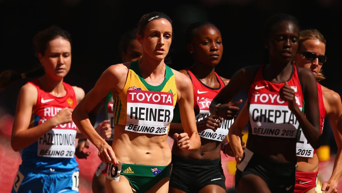 Madeline Heiner competes in the women's 5000 metres heats at the world championships in Beijing. Picture: GETTY IMAGES