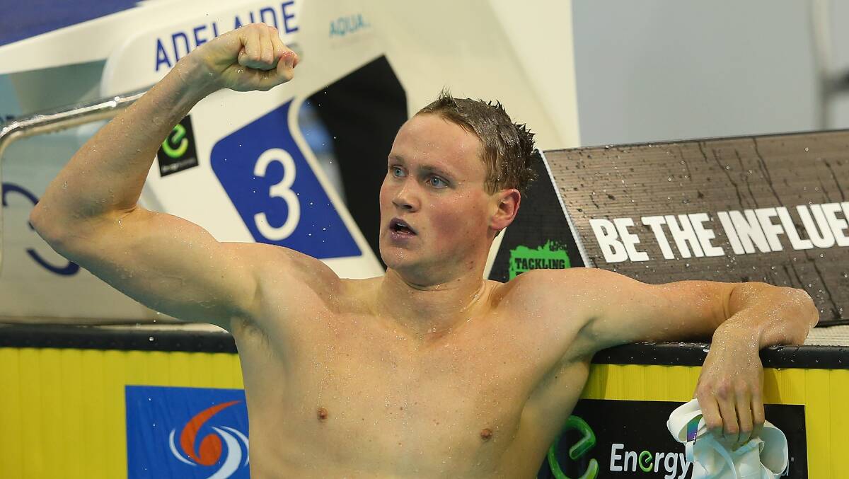 David McKeon celebrates winning the Men's 400 Metre Freestyle at the Australian Swimming Championships in April last year. Picture: GETTY IMAGES

