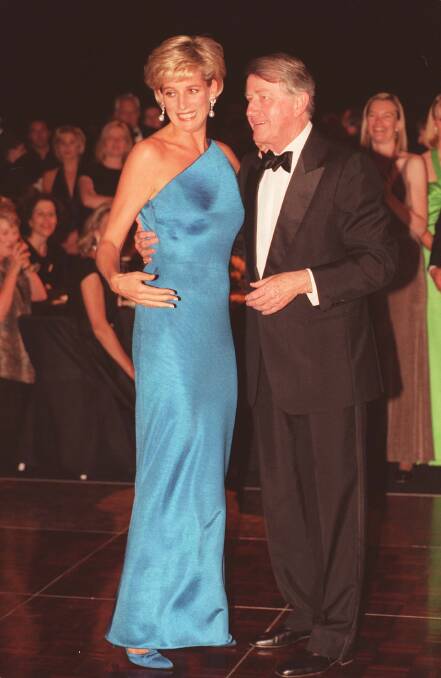 Taking the floor with Princess Diana in 1996.