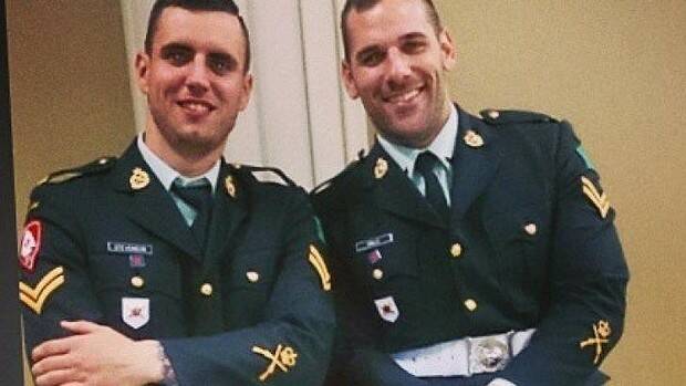 Canadian soldier Nathan Cirillo, right, in uniform in one of his last Instagram posts with an unidentified colleague. Picture: Instagram
