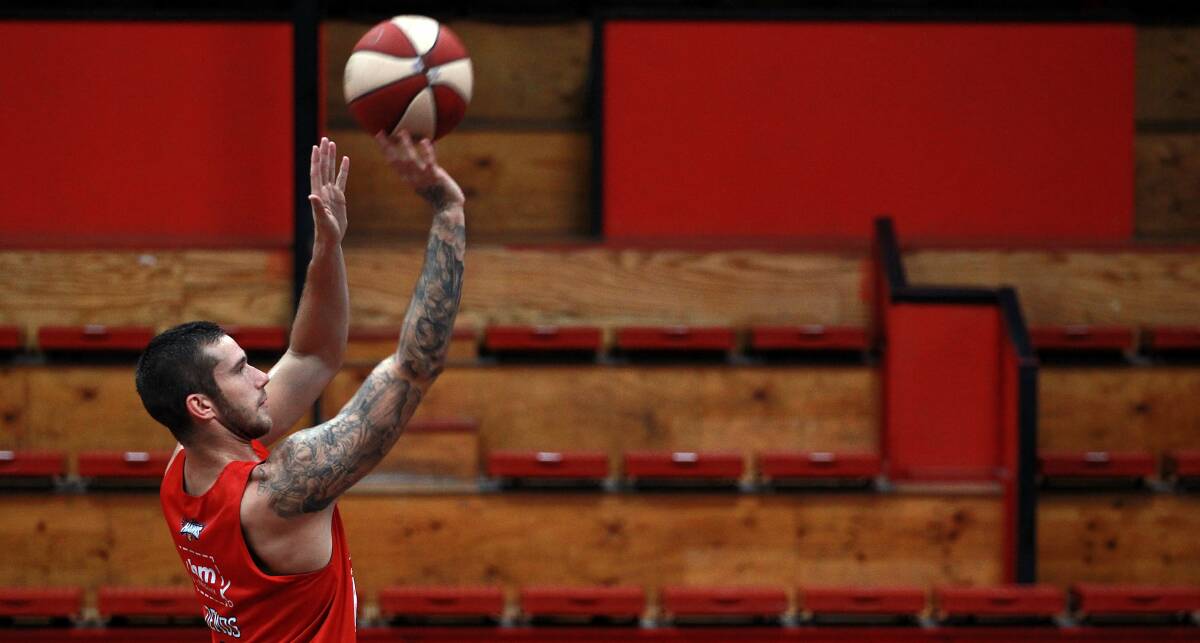 Wollongong Hawks' Tyson Demos trains at the Snake Pit. Picture: ORLANDO CHIODO