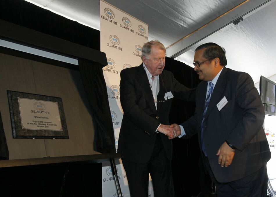 With Gujarat NRE executive chairman Arun Jagatramka to unveil a plaque at the launch of $90 million longwall mining equipment in October 2011.
