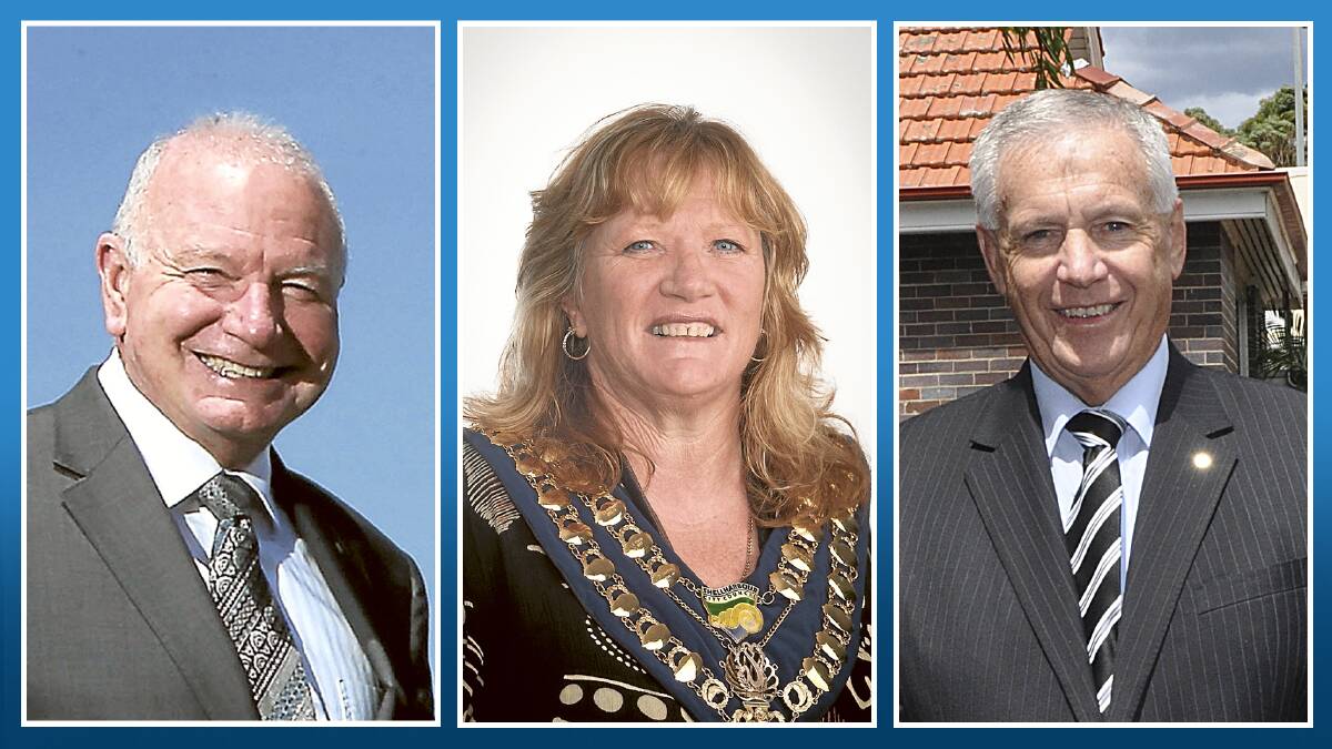 Illawarra mayors: Gordon Bradbery, Wollongong; Marianne Saliba, Shellharbour; and Brian Petschler, Kiama.