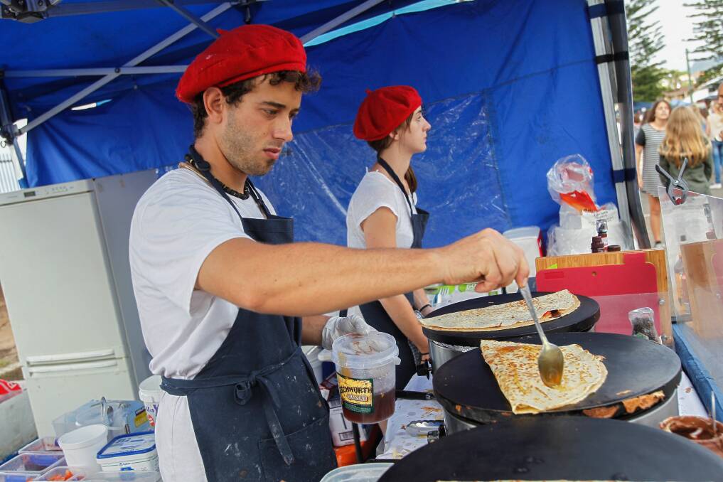 Johan Audibert making French crepes at the Thirroul Seaside and Arts Festival 2014. Picture: CHRISTOPHER CHAN