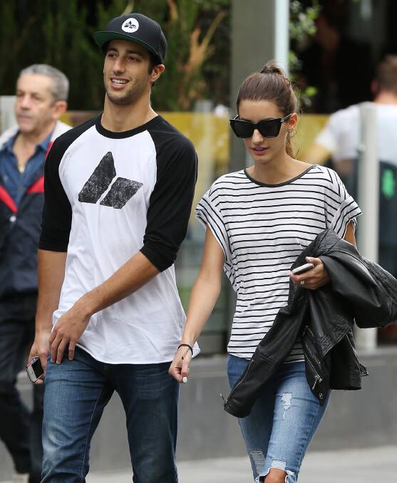 Ricciardo with his long-term girlfriend, jewellery designer Jemma Boskovich. Picture: SPLASH