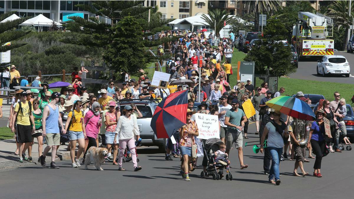 Marchers make their way to Flagstaff Hill in March. Picture: ROBERT PEET