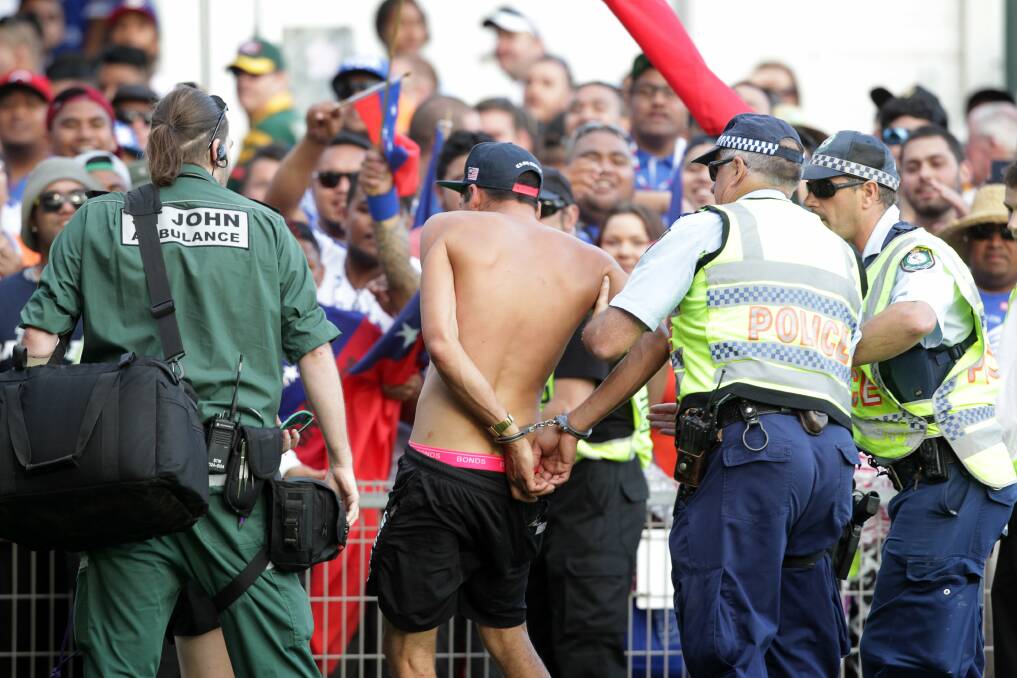 A man is arrested after a brawl broke out in WIN Stadium.