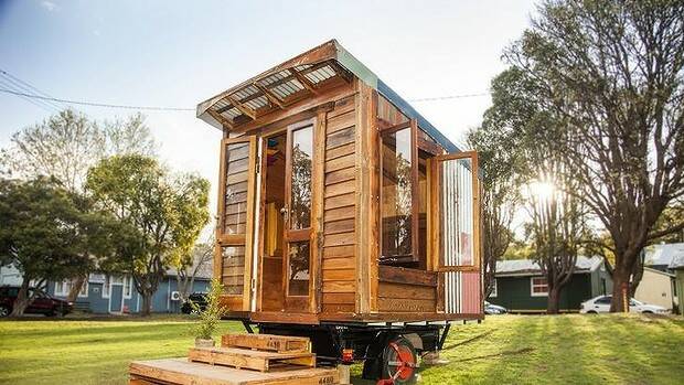 "The Tiny'' house built by James Galletly, largely from recycled materials. Picture: ALICIA FOX
