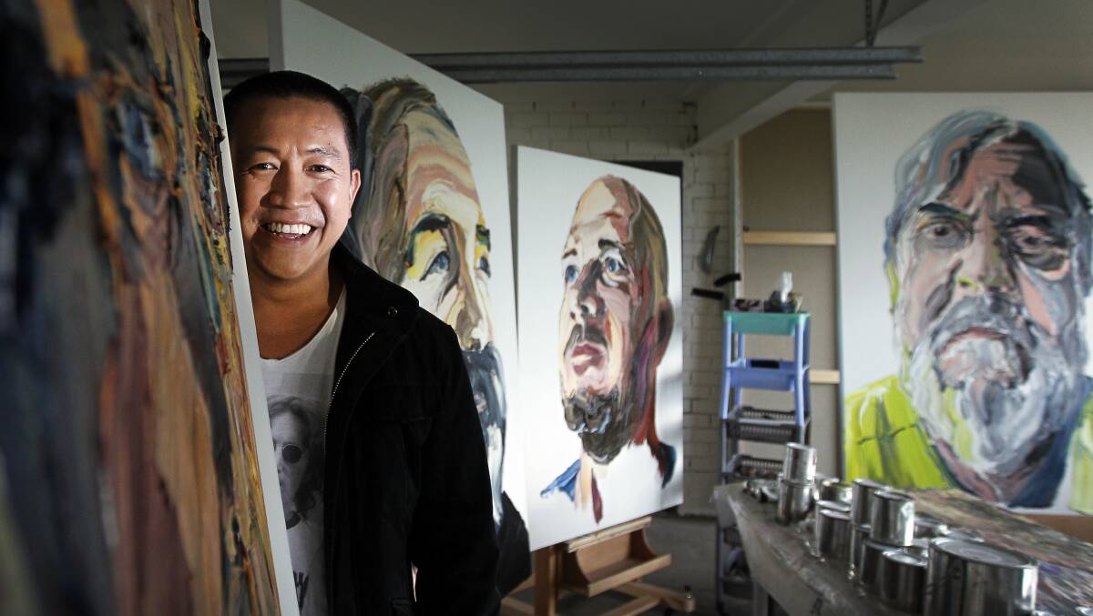 Comedian and TV star Anh Do has a portrait among the finalists of the Archibald Prize. Pictures: SYLVIA LIBER