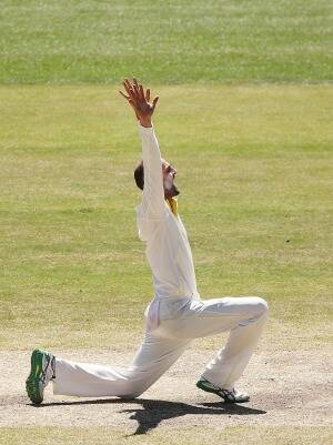 Appealing position: Nathan Lyon appeals unsuccessfully for the wicket of Murali Vijay. Picture: GETTY IMAGES