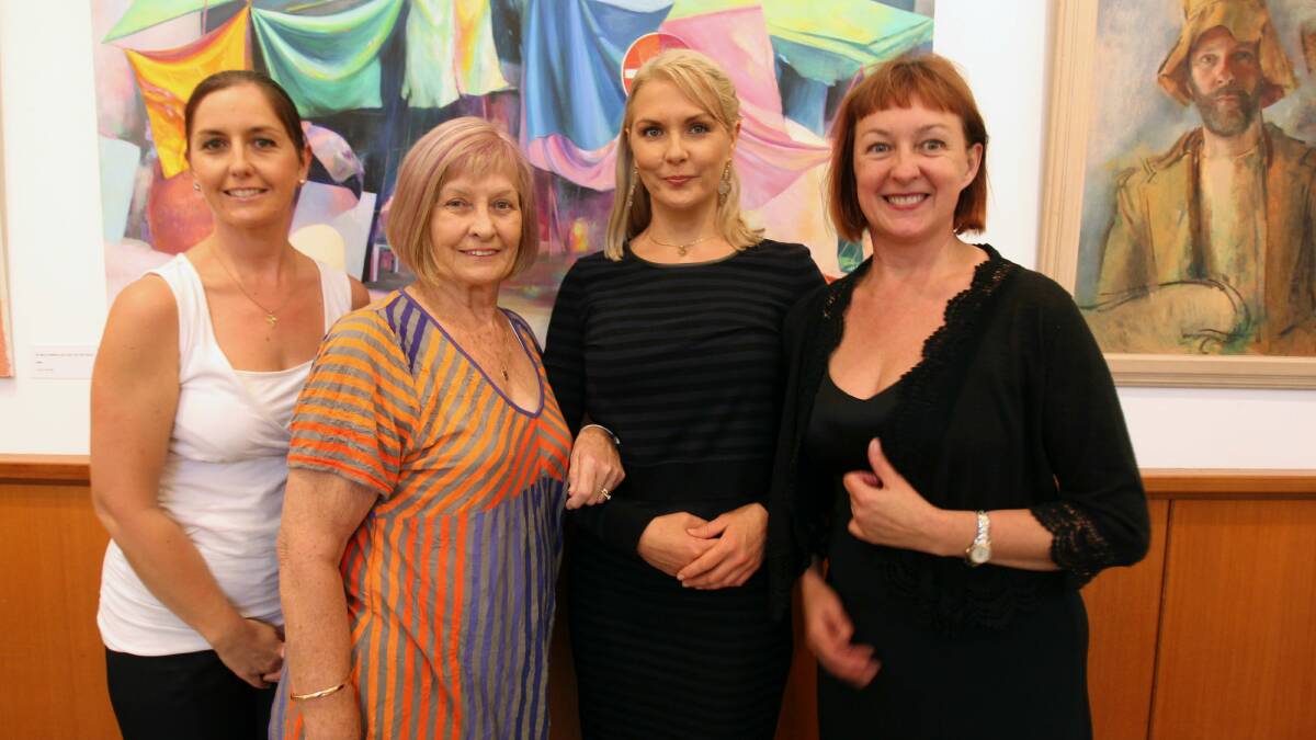 Jenni Cox, Robyn, Emily and Mary-Jane Liddicoat at Friday’s opening for the new exhibition of the work of husband and father Robert Liddicoat. Picture: GREG TOTMAN
