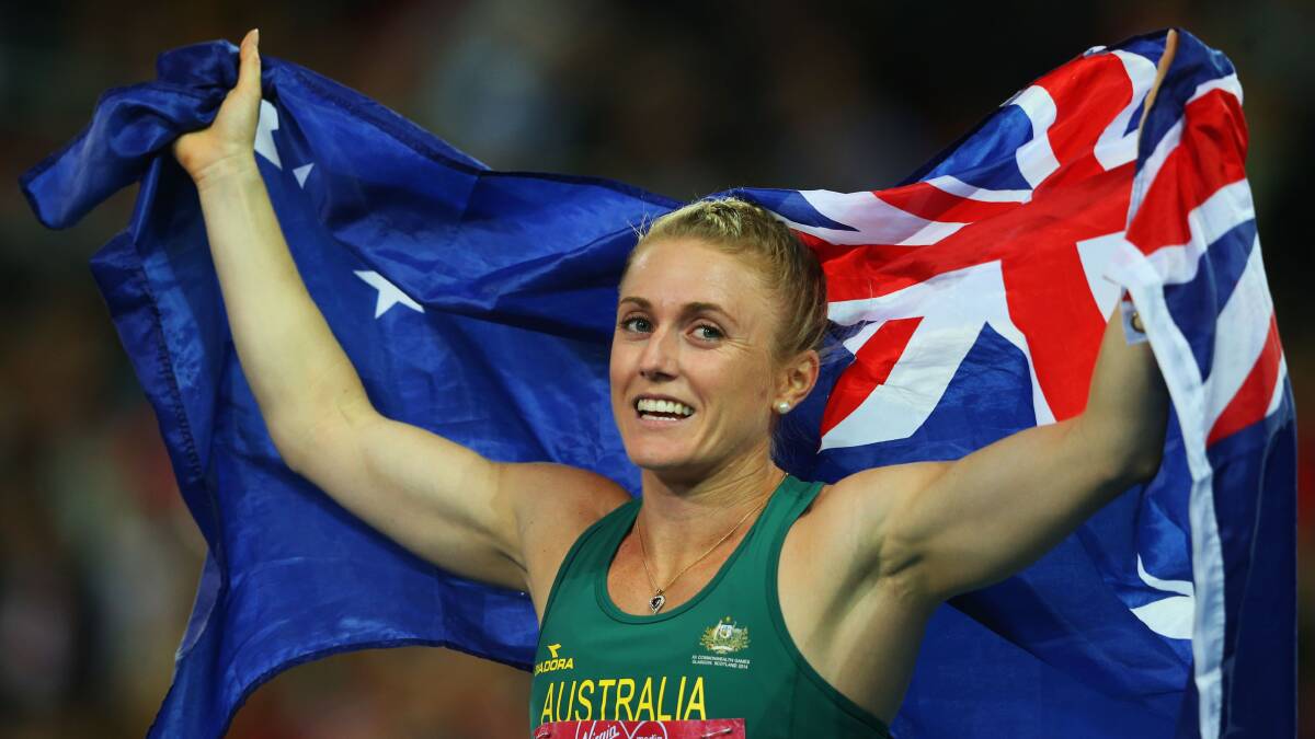 Sally Pearson celebrates winning gold in the Women's 100m hurdles final at the Glasgow 2014 Commonwealth Games. Picture: GETTY IMAGES