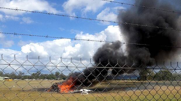 The scene of Saturday's fatal light plane crash at Caboolture. Picture: SEVEN NEWS