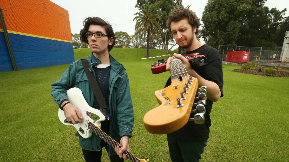 Joshua McBeath and Blake Clee, of Wollongong band Miners. Picture: KIRK GILMOUR